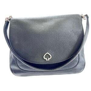Kate Spade Kailee Leather Flap Shoulder Bag Pebbled Black Purse Used